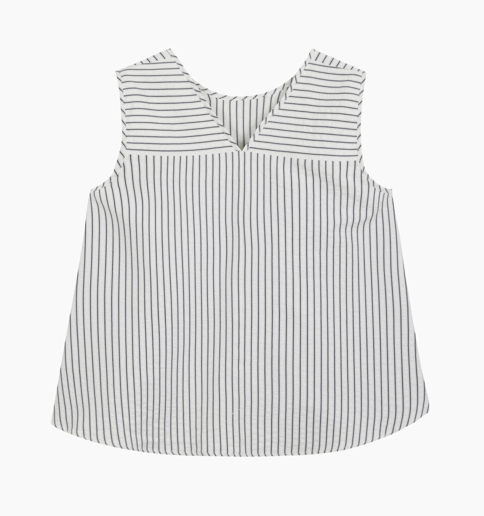 Blue striped sleeveless blouse - null - White | Sisley K image number 2